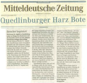 Leserbrief Konzert El Afronte in der Mitteldeutschen Zeitung QLB